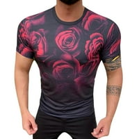 Мъже ризи Лято Цветно печат 3D цветя флорали градиент кръгла шия късо ръкав за ваканция
