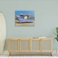 Лодки На Брега Крайбрежен Плаж Транспорт Живопис Галерия Увити Платно Печат Стена Изкуство