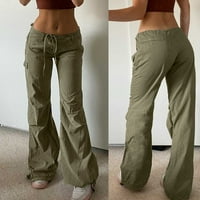 Товарни панталони с висока талия жените модни реколта ниска талия индивидуализирана еластична талия разхлабване