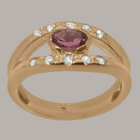 Британски направени 9к Розово злато естествен розов турмалин и диамант Дамски групата пръстен-Опции за размер-размер 8.5