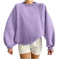 Пуловер суичърс за жени кръгла шия пачуърк с дълъг ръкав основен пуловер