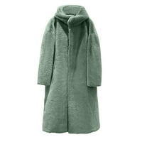 Xihbxyly Fleece Jacket Жени фланелни палта за жени зимни палта средна дължина есен-зима плюс размер допълнително дебела фау зимна палта палто на просвета синьо s