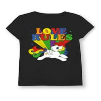 Моето Малко Пони Момичета Гордост Любов Графичен Тениска, Размери 4-16