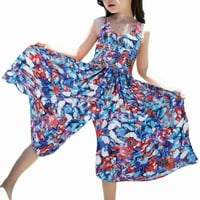 Бебе момиче рокля Лятна шифон чужд стил Детски големи деца флорални широки крак рокля Бохемски стил Детско лято