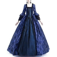 18-та средновековна ренесансова принцеса рококо бална рокля дантела корсет дълга готическа рокля маскарадна тематична рокля тъмно синьо ххл