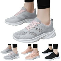 Женски обувки за бягане мрежа дишащи ежедневни маратонки се приплъзват на маратонки розово, 6.5