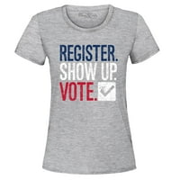 Shop4ever женски регистър показват гласуване политическо червено бяло синя графична тениска xxx-голяма спортна сива сива