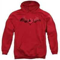 Trevco Arkham City-in the City- Adult Pull-Over Hoodie- Red- 2x
