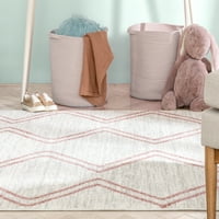 Добре изтъкана Кенеди Рийв модерен шаблон Pink Pink Ivory 5'3 7'3 Детска зона за килимче
