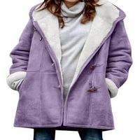 Жените Плюс размер Плюш облицовани яке топло кадифе Паркас зимата Дълъг ръкав палто Рог ключалката палто