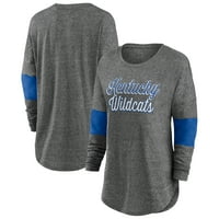 Женски връх на света Heather Charcoal Kentucky Wildcats Bubble Enrery Тениска с дълъг ръкав