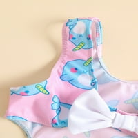 Izhansean Toddler Baby Girl Едно бански детски без ръкави без ръкави флорални развъдници за плуване бикини летни плажни дрехи розов делфин 3- години