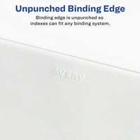 Avery Inde Divider Divider - Side Tab - изложба V - набор от раздели - 8.5 Дължина на разделител 11 Дължина на разделител - законен - ​​Разделител на хартия - Раздел с бяла хартия - 1