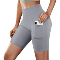 Панталони с широки крака за жени с висока талия йога джобове къси панталони за контрол на корема тренировки за бягане на панталони