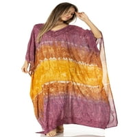 Сакас Катя Дамски Бохо ежедневни дълги Макси кафтан рокля кафтан покритие Луга облекло-18-виолетово-Един размер