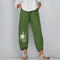 Клирънс женска мода с висока талия с права тръба венчелистчета панталон памук памук коноп универсален случайни панталони армия зелено xxl
