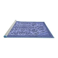 Ahgly Company Machine Pashable Indoor Round Abstract Blue Modern Area Cugs, 5 'Round