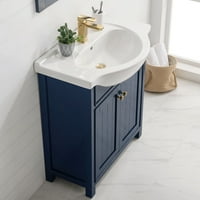 Дизайнерски елемент Мариан 30 Суета за баня с единична мивка в синьо с бял връх - не се изисква сглобяване