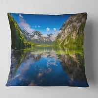 Дизайнарт езеро Бохини в Национален парк Триглав - пейзажна печатна възглавница за хвърляне - 18х18