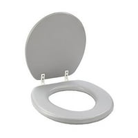 Нова тоалетна седалка на Ginsey стандартен размер - 3 12.9 11.6 - Сигурно и трайно приспособяване - мека възглавница - Лесна инсталация - Сива подложка и сребърна рамка
