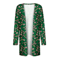 Zpanxa cardigan за жени модерни модни коледни печат с дълъг ръкав палто с джобове свободни леки блузи с многобройни дрехи