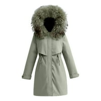iopqo зимно палто дамски палта женски чист цвят надолу палто с качулка с цип топло сгъстяващо палто на якета с джобове с кое