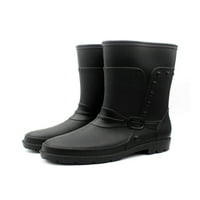Lacyhop Mens Cubber Boot Неплъзгащи се градински обувки Устойчиви дъждовни ботуши Дъждовни в средата на -Calf Booties Издърпайте на широк телешки водоустойчив ботуш черен стандарт 8