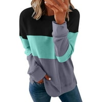 qucoqpe дамски ежедневни суичър с дълъг ръкав с раиран отпечатани разхлабени пуловерни върхове ризи на хлабина