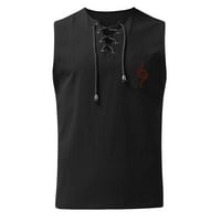 IOPQO TANK TOPS Мъжки мъжки пролет и летни върхове ежедневни спортове без ръкави отгоре памучен спален жилетка за рисуване фитнес мускул резервоар Topmens Тениска летни върхове черни XL