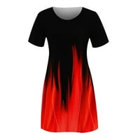 Finelylove ежедневна макси рокля полу официална младши рокли a-line късо ръкав отпечатан червен xl