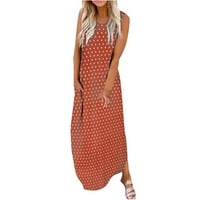 Sundresses for Women Maxi рокля за жени Графични ежедневни екипажи без ръкави без ръкави.