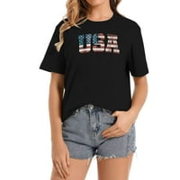 Тениска Женски Патриотичен американски флаг 4-ти юли тениска