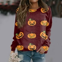 Роял любов Дамски Случайни Мода Хелоуин печат дълъг ръкав о-врата пуловер Топ Блуза