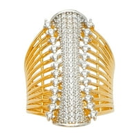 Бижута 14к жълто злато Мода Годишнина кубичен цирконий ЦЗ пръстен размер 7.5