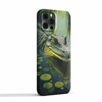 Крокодил калъф съвместим с айфон про, естетичен арт дизайн пълно покритие защитен калъф