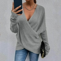Големи пуловери за пуловери за жени плюс размер наем на суичър жени мода солиден цвят дълъг хлабав плетен пуловер палто плюс размер пуловер пуловер пуловерна рокля