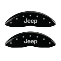 Преден комплект Покрити калипер гравирани предни джип Черно покритие Сребърен СН ПОСЛЕДВАЙТЕ: - Jeep Compass Latitude, 2014- Jeep Patriot Sport
