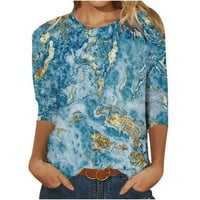Дамски върши женски тенденции отпечатани разхлабени тениски ръкави блуза кръгла шия ежедневни върхове злато xxxxxl Z1660
