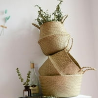 Кошница за ракита на морска трева ратан сгъваемо висящо саксийно плантатор на цветя изтъкана мръсна пране за пералня за съхранение на домашен декор за съхранение кошница кошница
