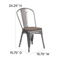 Флаш мебели lincoln прозрачно покритие метален стол с дървена седалка