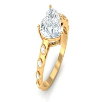Prong Set Heart Shape Moissanite Solitaire годежен пръстен, Moissanite сърдечен пръстен за дами, 14K жълто злато, САЩ 3.00