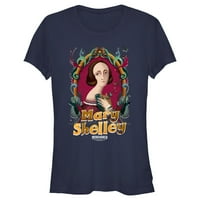 Junior's Rebel Girls Mary Mary Shelley Portrait Graphic Tee Navy Blue