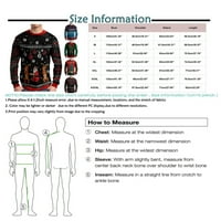 Gasue Коледа Мъжки пуловер Смешен отпечатан екипаж на шия с дълъг ръкав меки върхове на открито на открито зелено, 2xl