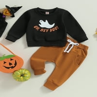 Бебе момче Хелоуин дрехи призрак печат дълъг ръкав суитчър и еластични панталони за малко дете Есен съоръжения