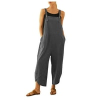 Jumpsuit For Women Fashion Casual Solid Pocket Romper Long Playsuit Strap Button Jumpsuit